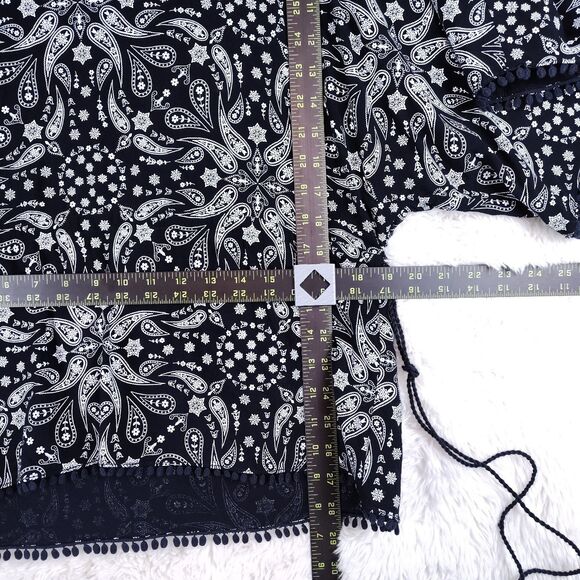 Ariat Dark Blue Western Bandana Print Tassle Batwing Blouse With Hidden Belt - Picture 6 of 7